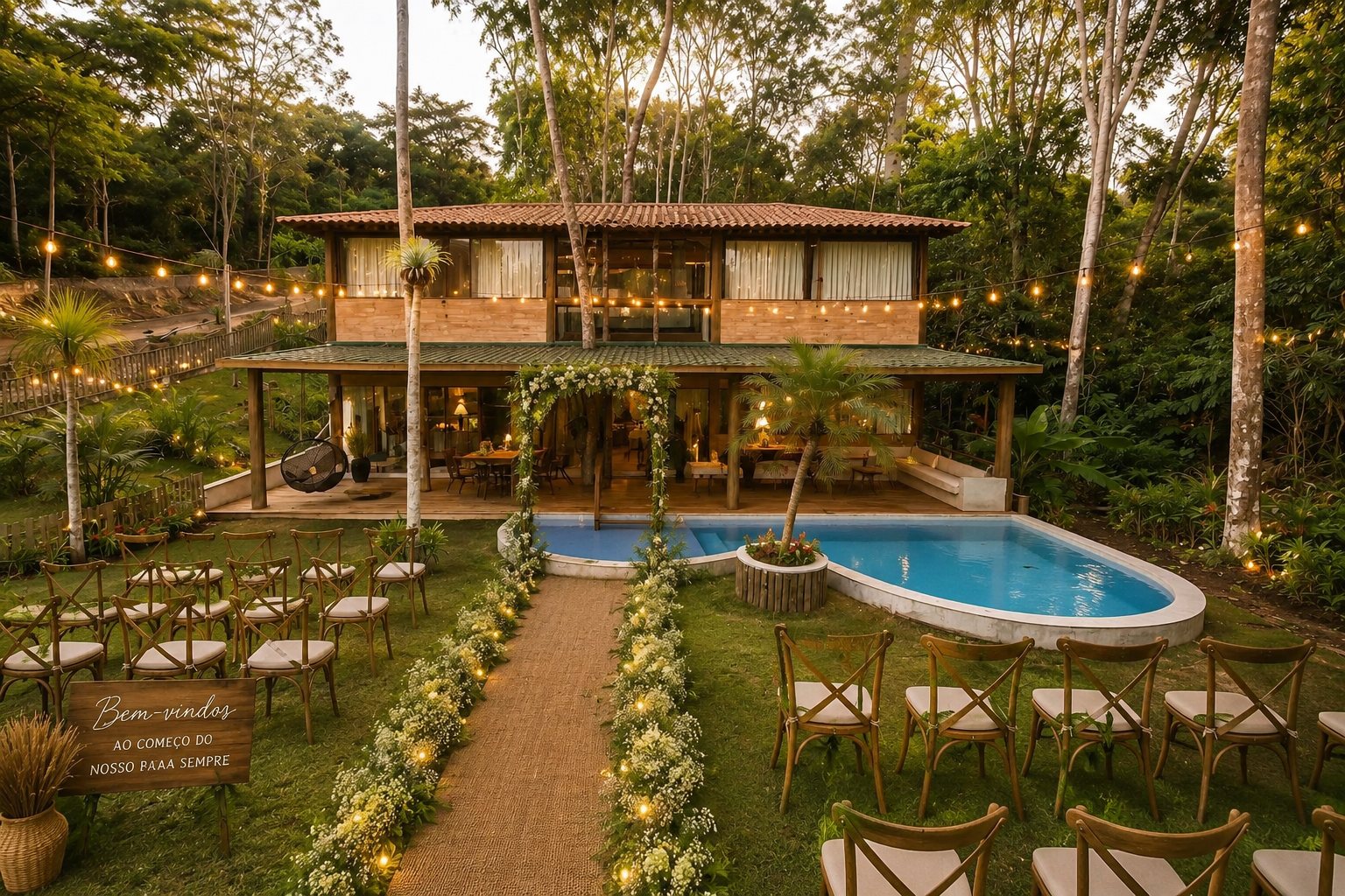 Casamento pequeno e intimista no jardim da Casa Bem Bahia em meio à Mata Atlântica